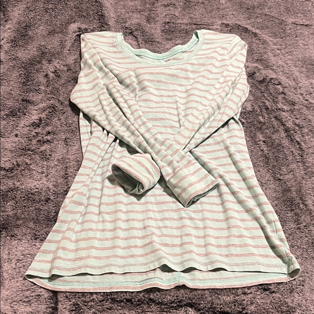 a.n.a Mint Green and Pink Striped Long Sleeve Tee